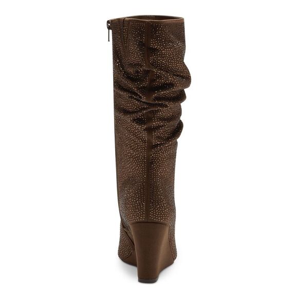 INC Womens Brown Rhinestone Florelle Pointed Toe Wedge Zip-Up Slouch Boot 6.5 M - Picture 2 of 4